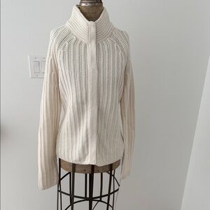 Banana Republic Cream Button-Snap Ribbed Cardigan- Women’s Size Large